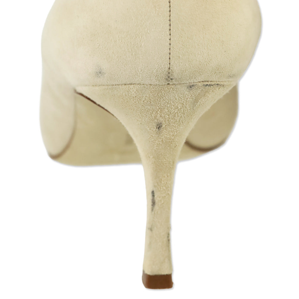 Manolo Blahnik BB 70 Nude Suede Pointed Toe Pumps