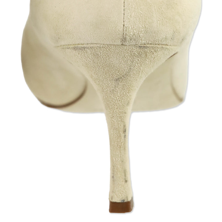 Manolo Blahnik BB 70 Nude Suede Pointed Toe Pumps