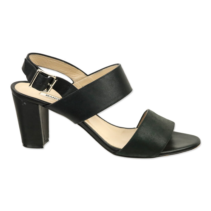 Manolo Blahnik Black Leather Khan Sandal