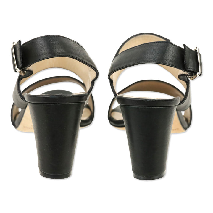 Manolo Blahnik Black Leather Khan Sandal