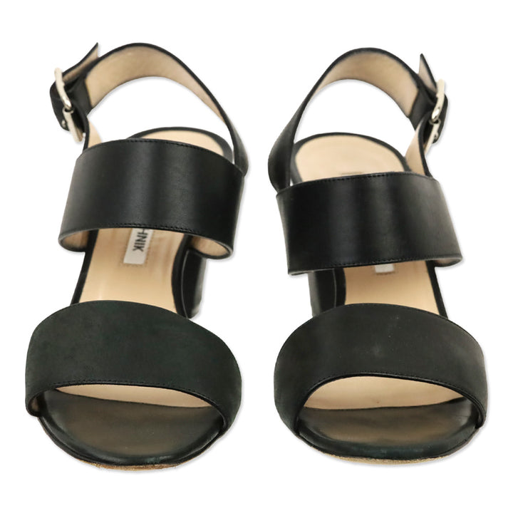 Manolo Blahnik Black Leather Khan Sandal
