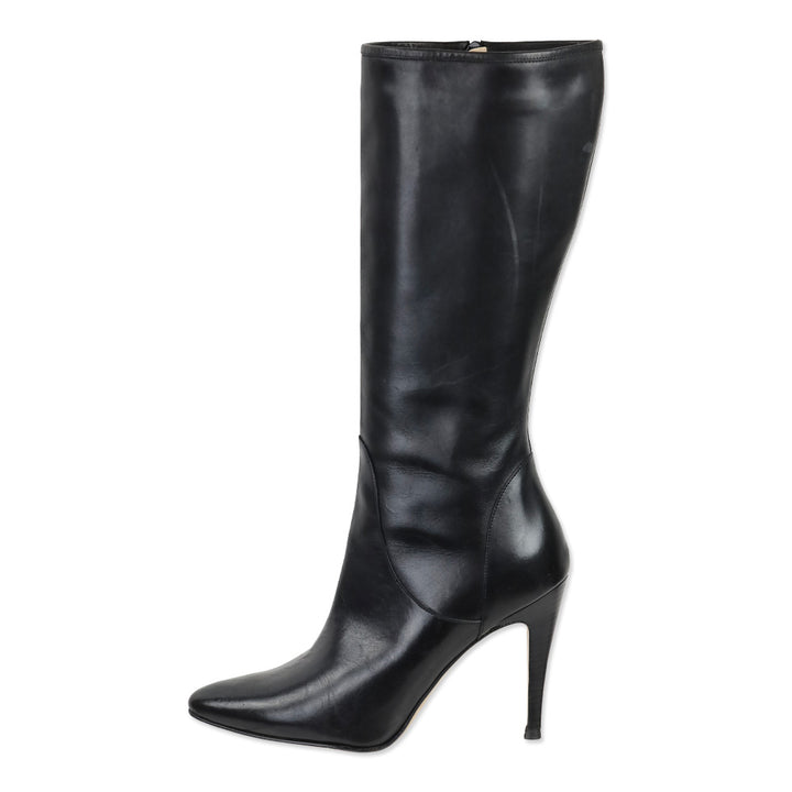 Manolo Blahnik Black Leather Tall Boots
