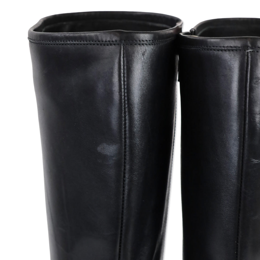 Manolo Blahnik Black Leather Tall Boots