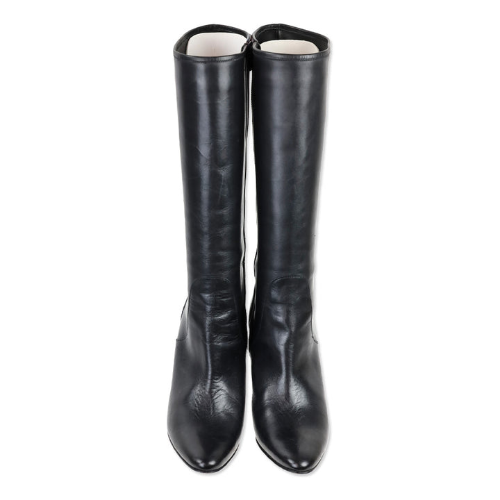 Manolo Blahnik Black Leather Tall Boots