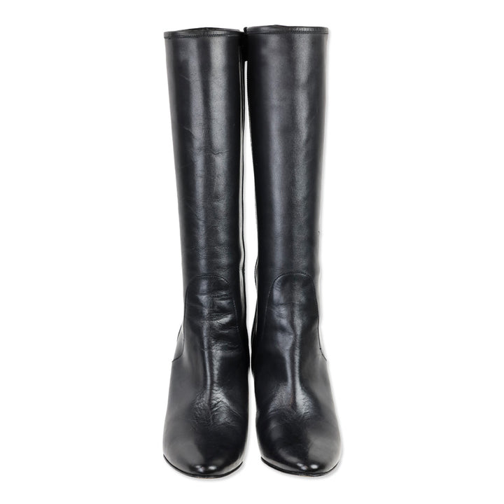 Manolo Blahnik Black Leather Tall Boots