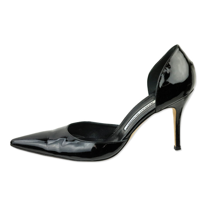 Manolo Blahnik Black Patent Leather D'Orsay Pump