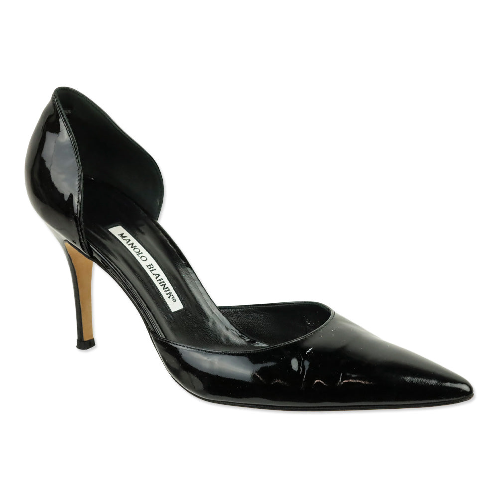 Manolo Blahnik Black Patent Leather D'Orsay Pump