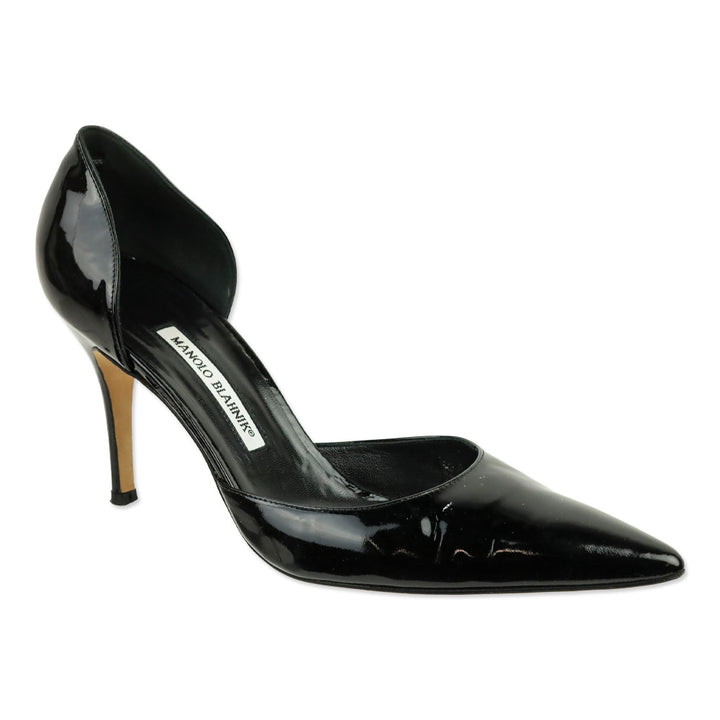 Manolo Blahnik Black Patent Leather D'Orsay Pump