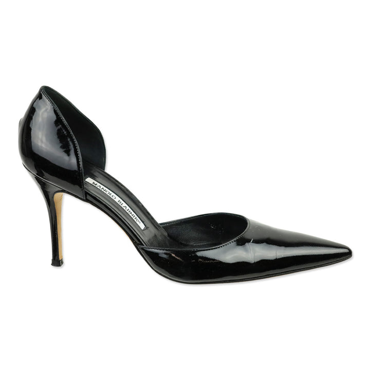 Manolo Blahnik Black Patent Leather D'Orsay Pump