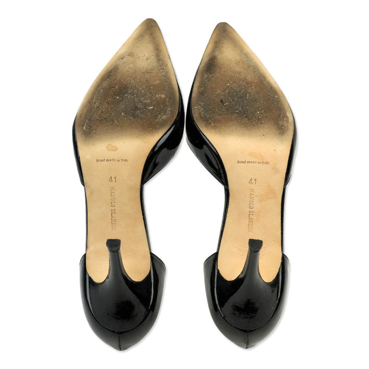 Manolo Blahnik Black Patent Leather D'Orsay Pump