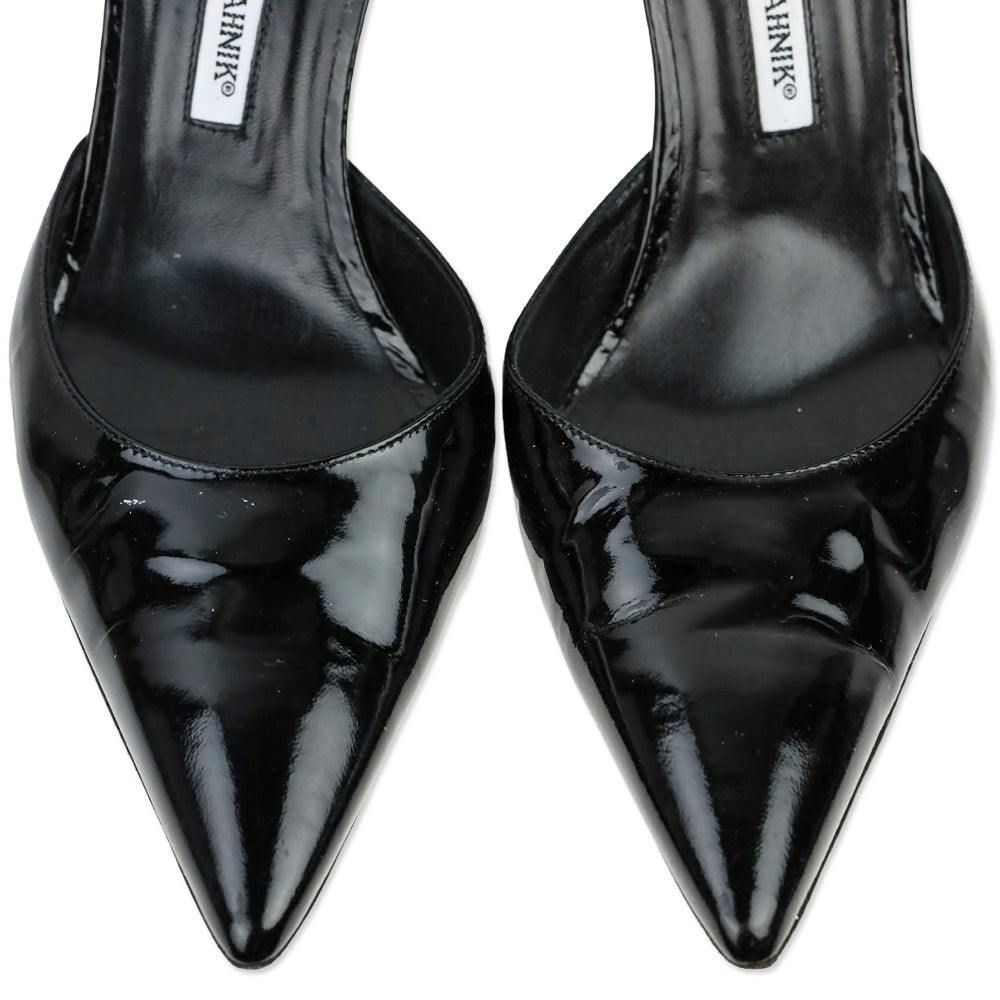 Manolo Blahnik Black Patent Leather D'Orsay Pump