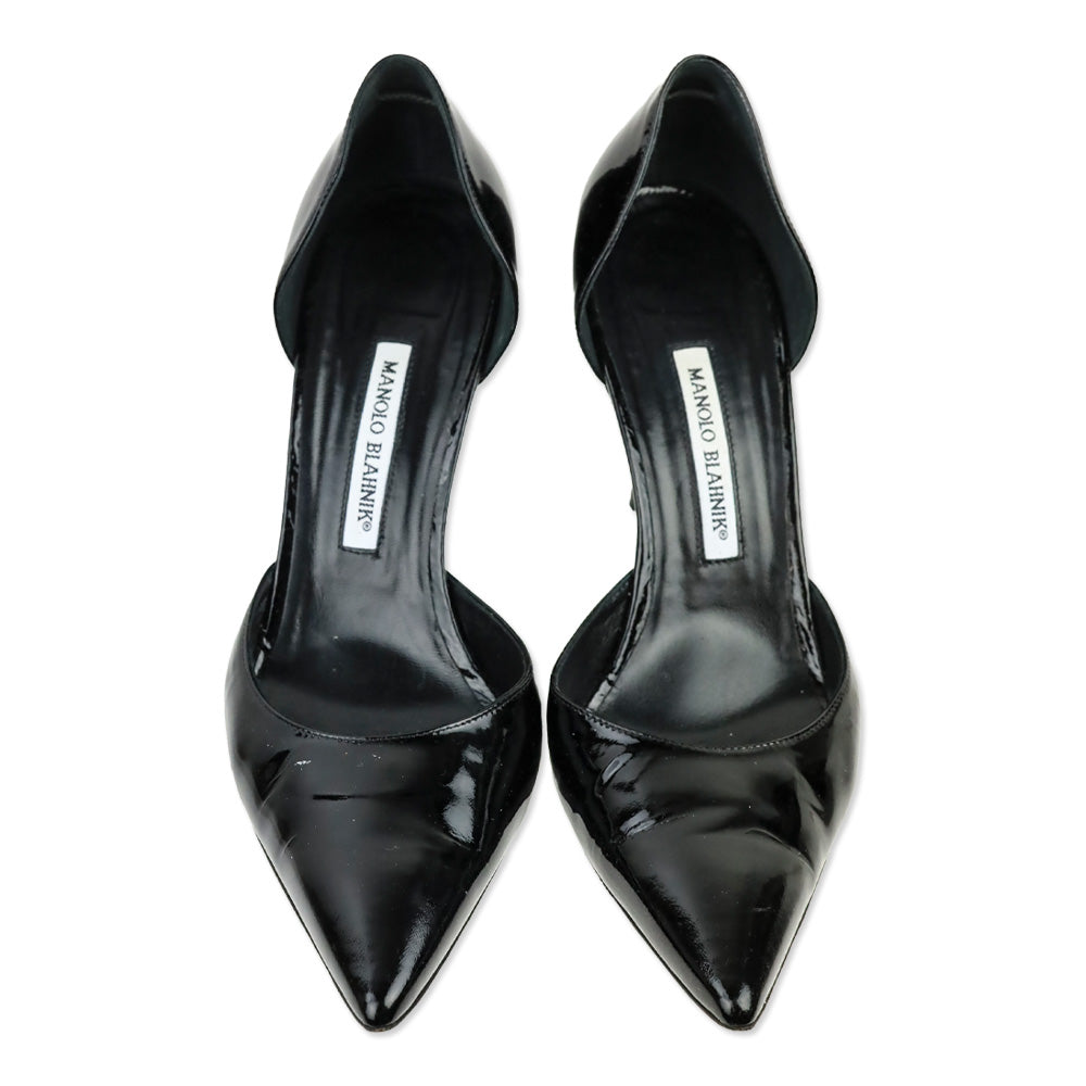 Manolo Blahnik Black Patent Leather D'Orsay Pump
