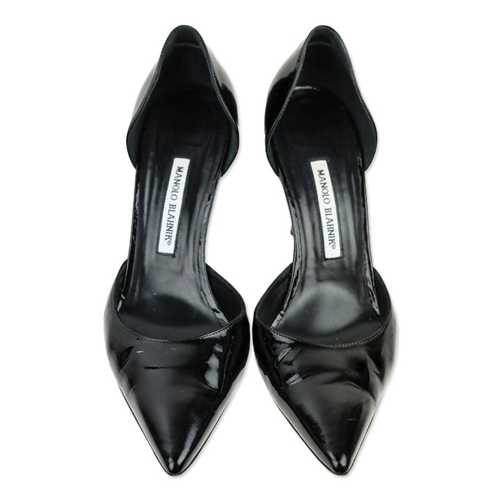 Manolo Blahnik Black Patent Leather D'Orsay Pump