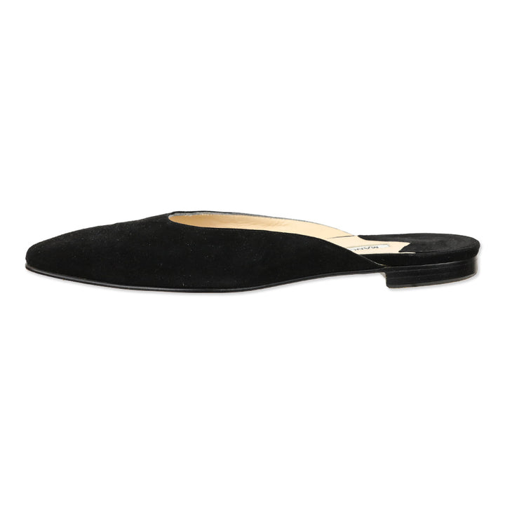 Manolo Blahnik Black Suede Flat Mules