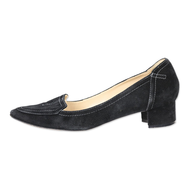 Manolo Blahnik Black Suede Loafer Pumps