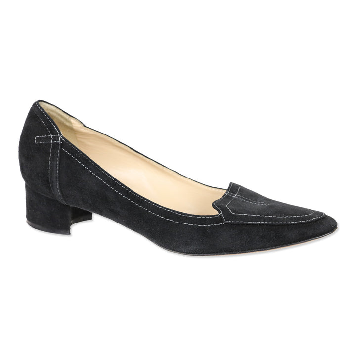 Manolo Blahnik Black Suede Loafer Pumps