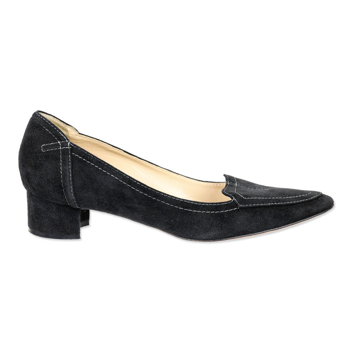 Manolo Blahnik Black Suede Loafer Pumps