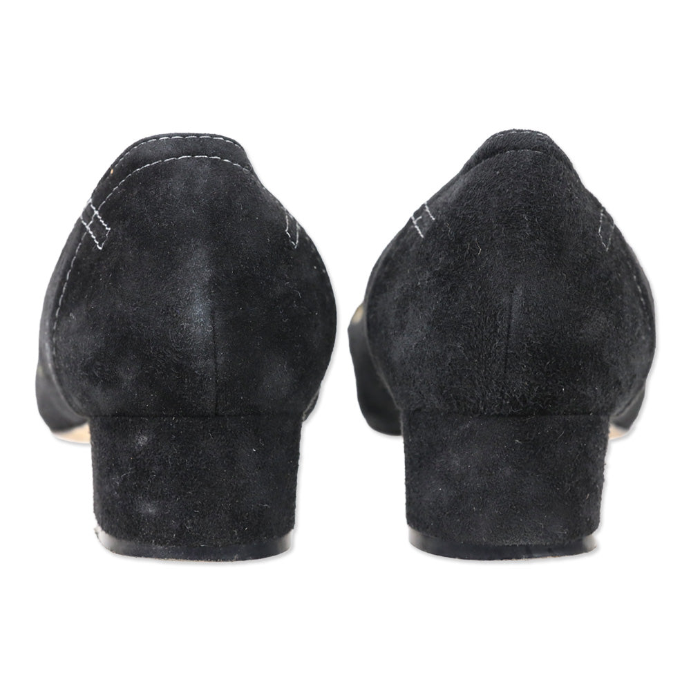 Manolo Blahnik Black Suede Loafer Pumps