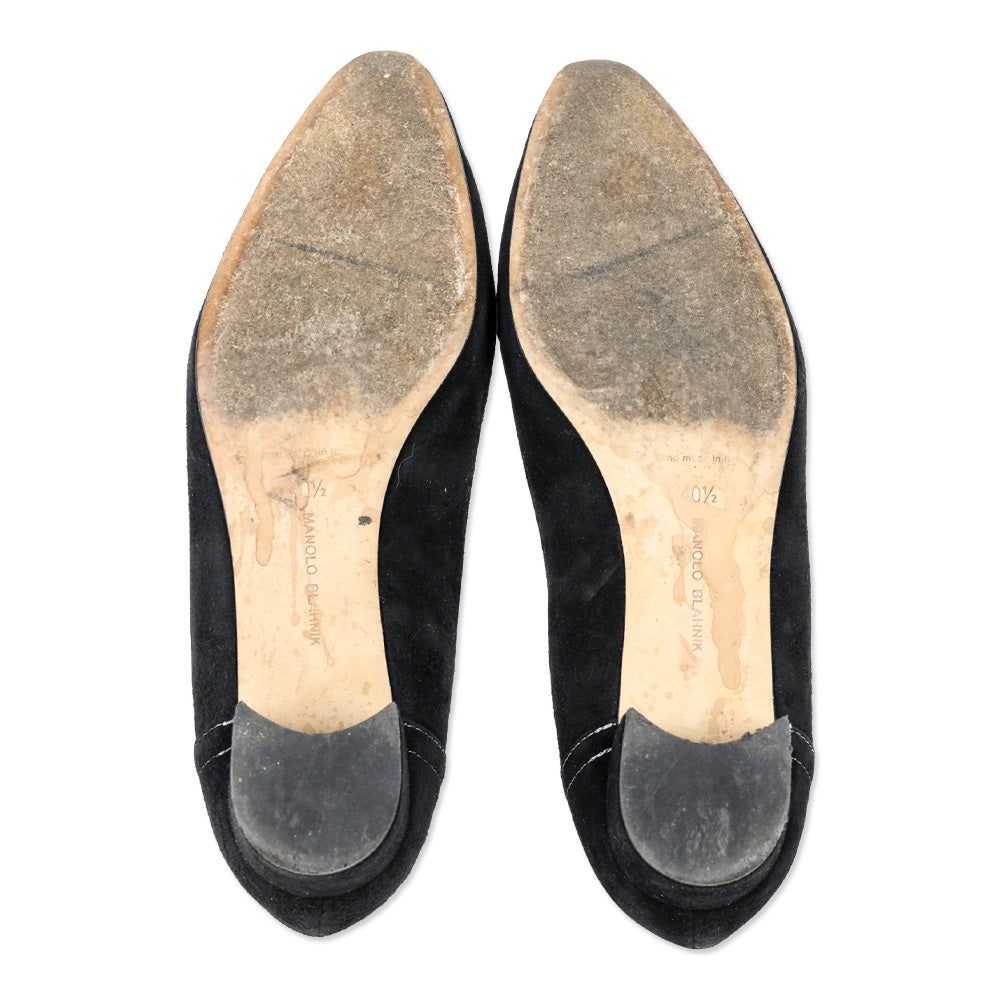 Manolo Blahnik Black Suede Loafer Pumps