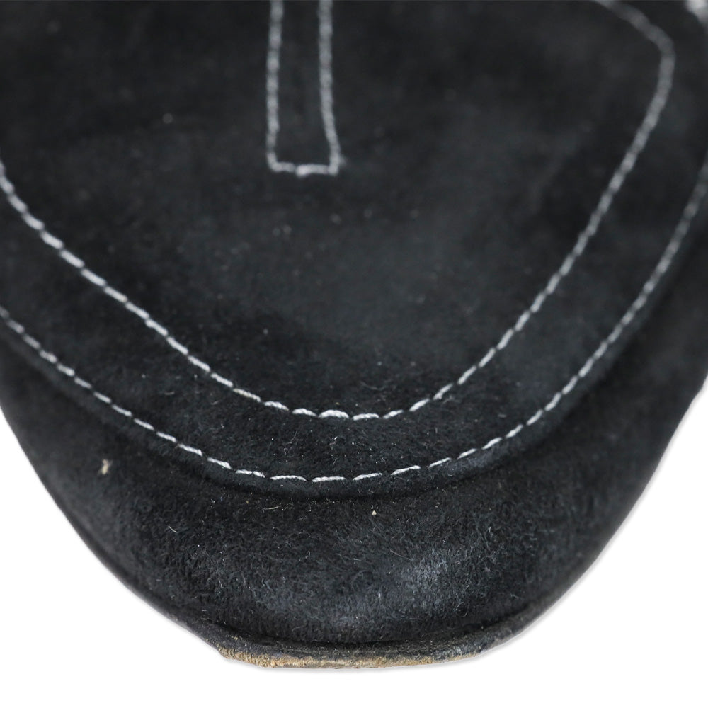 Manolo Blahnik Black Suede Loafer Pumps