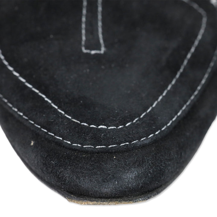 Manolo Blahnik Black Suede Loafer Pumps