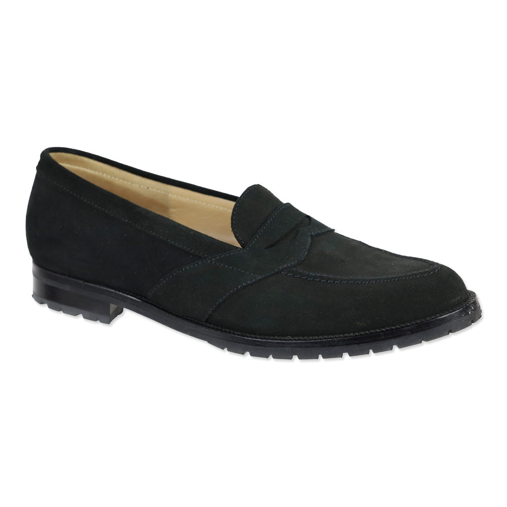 Manolo Blahnik Black Suede Penny Loafers