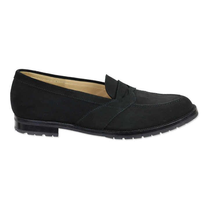 Manolo Blahnik Black Suede Penny Loafers