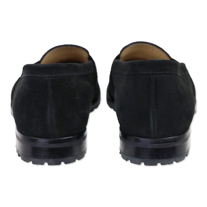 Manolo Blahnik Black Suede Penny Loafers