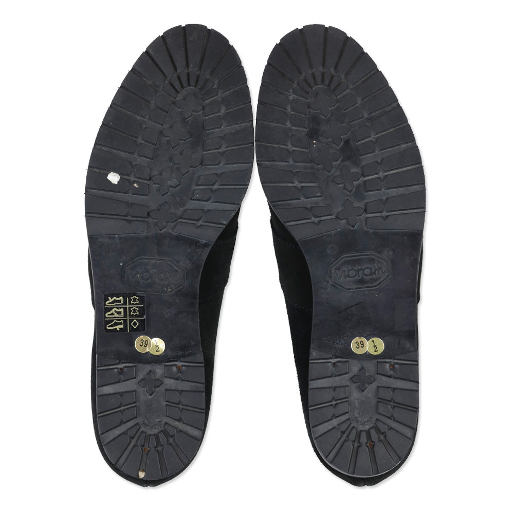 Manolo Blahnik Black Suede Penny Loafers