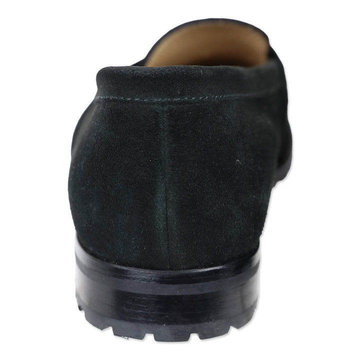 Manolo Blahnik Black Suede Penny Loafers