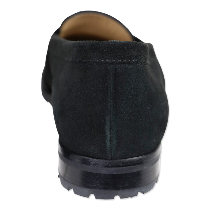 Manolo Blahnik Black Suede Penny Loafers