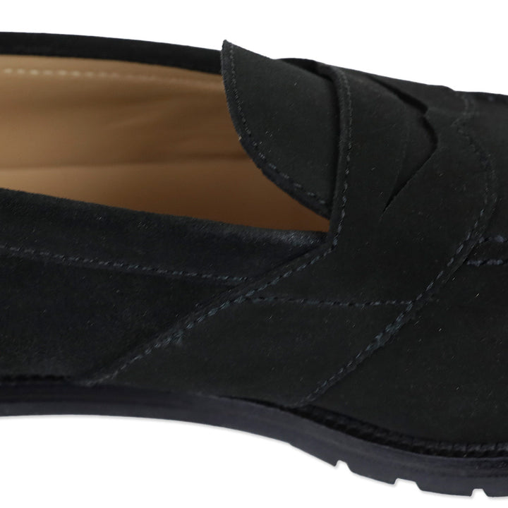 Manolo Blahnik Black Suede Penny Loafers