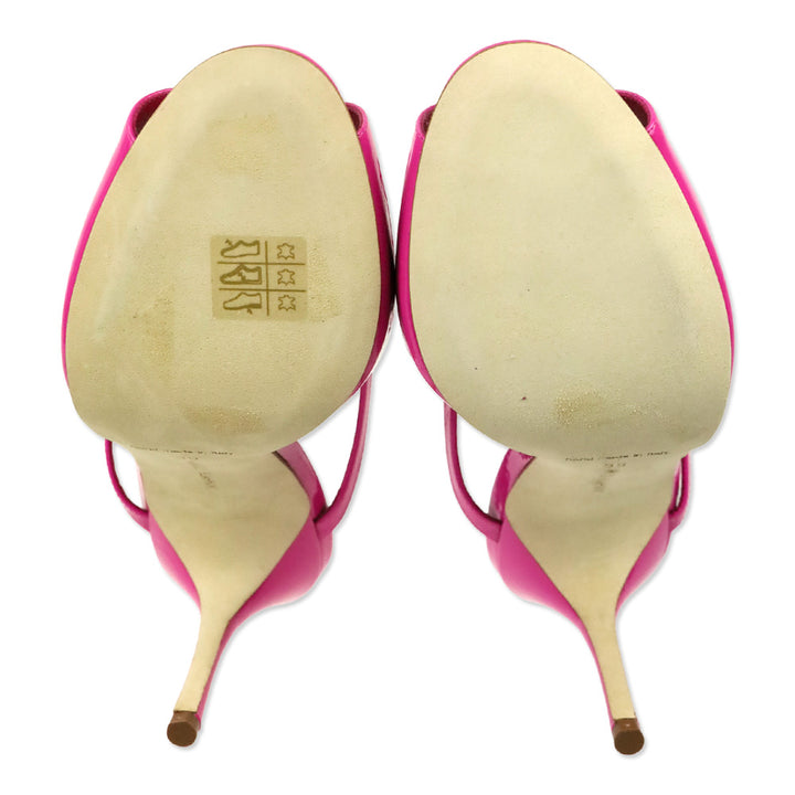 Manolo Blahnik Bright Pink Patent Leather Hourani 100 Patent Sandal