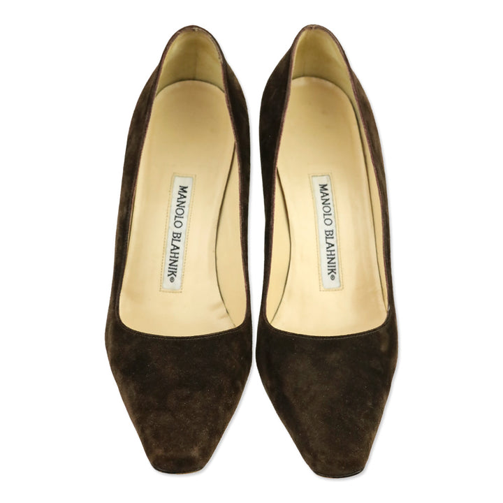 Manolo Blahnik Brown Suede Pumps