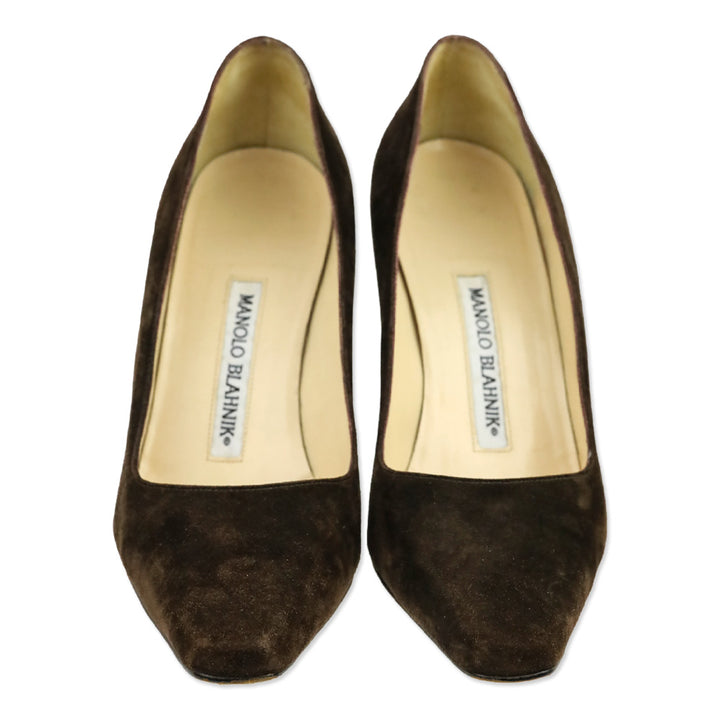 Manolo Blahnik Brown Suede Pumps