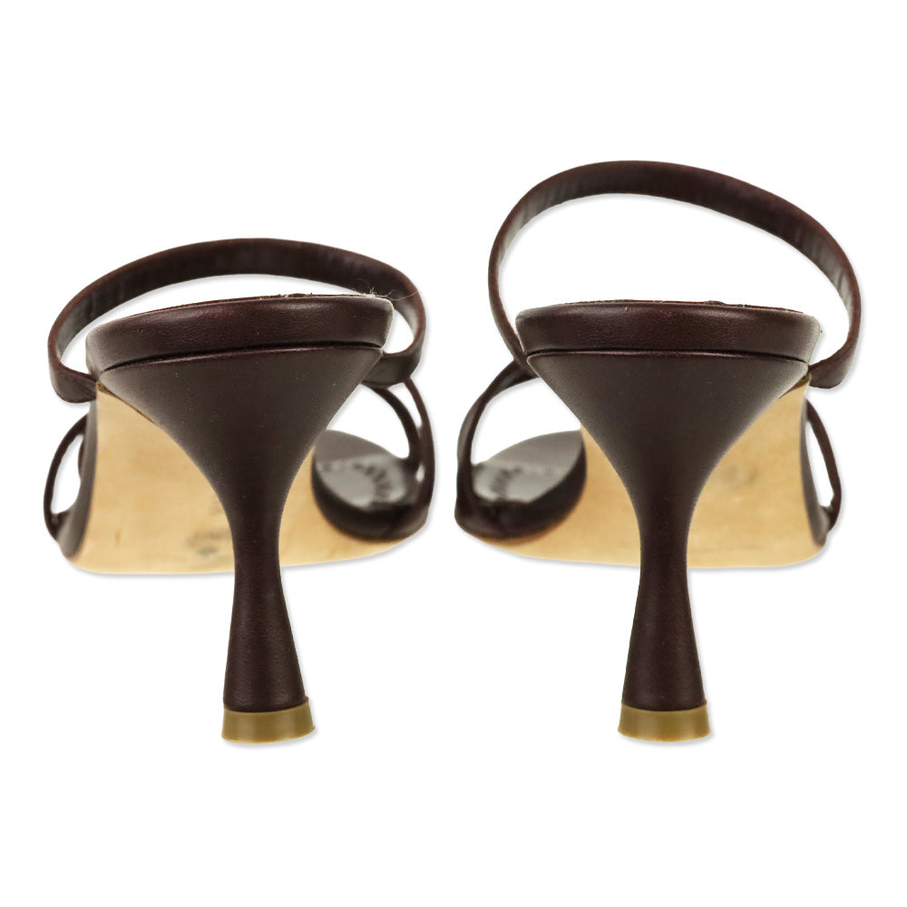 Manolo Blahnik Burgundy Leather Banga 70 Sandal