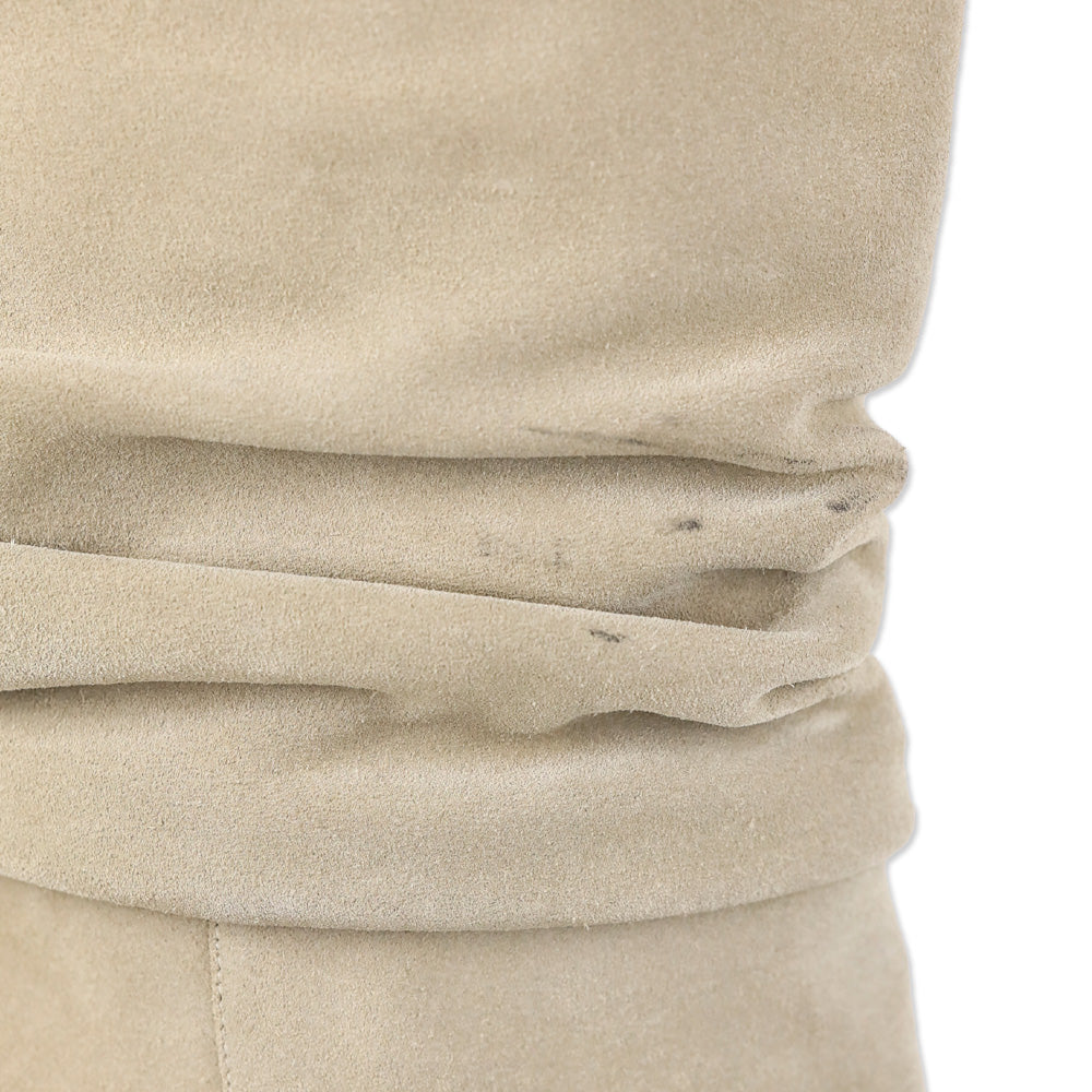 Manolo Blahnik Calasso Beige Suede Mid Calf Boots