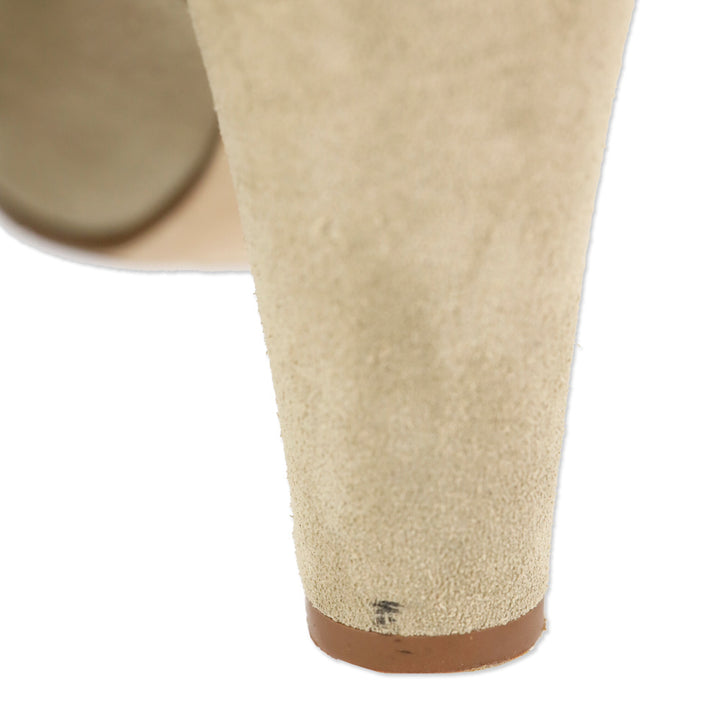 Manolo Blahnik Calasso Beige Suede Mid Calf Boots