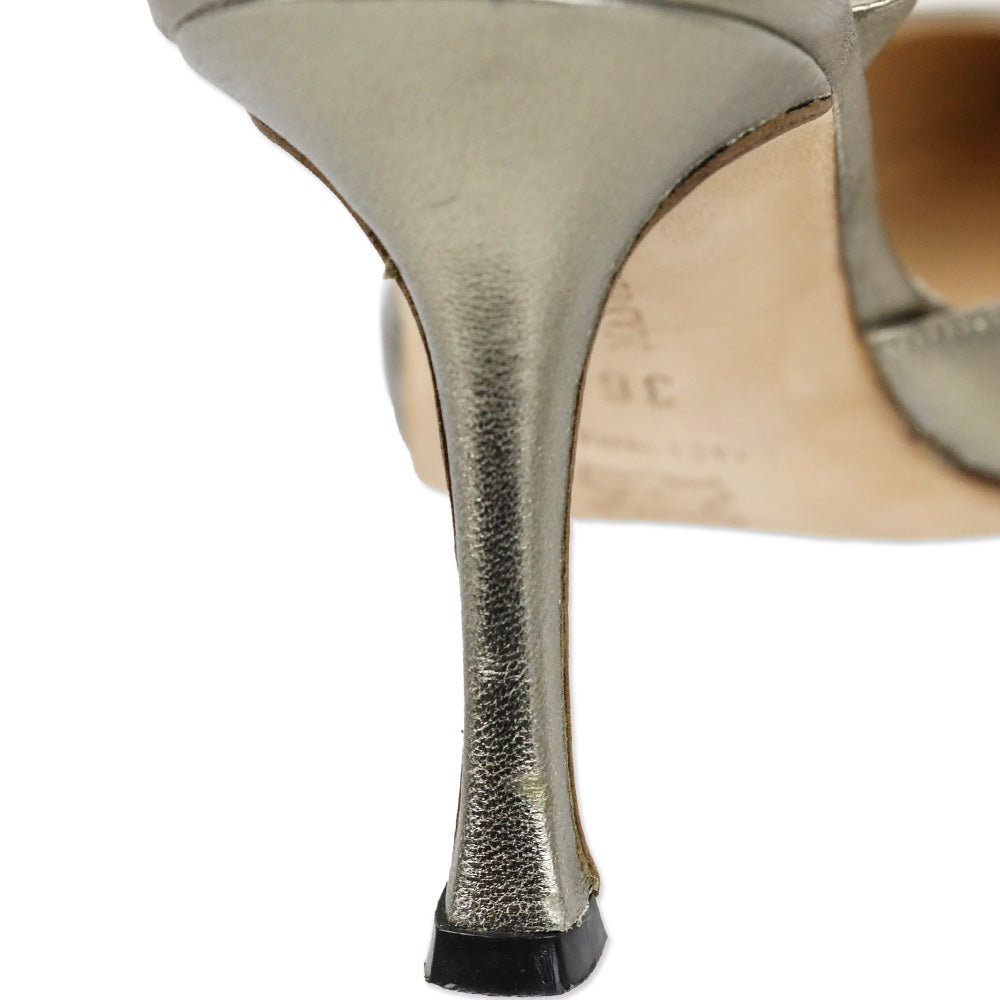 Manolo Blahnik Carolyne Metallic Gold Leather Slingback D'Orsay Pump