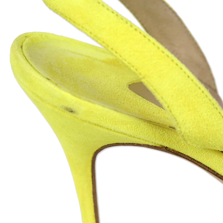 Manolo Blahnik Carolyne Yellow Suede Slingback Pumps