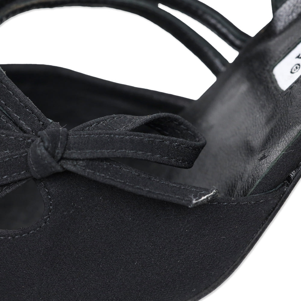 Manolo Blahnik Crepe Black Bow Slingback Pumps