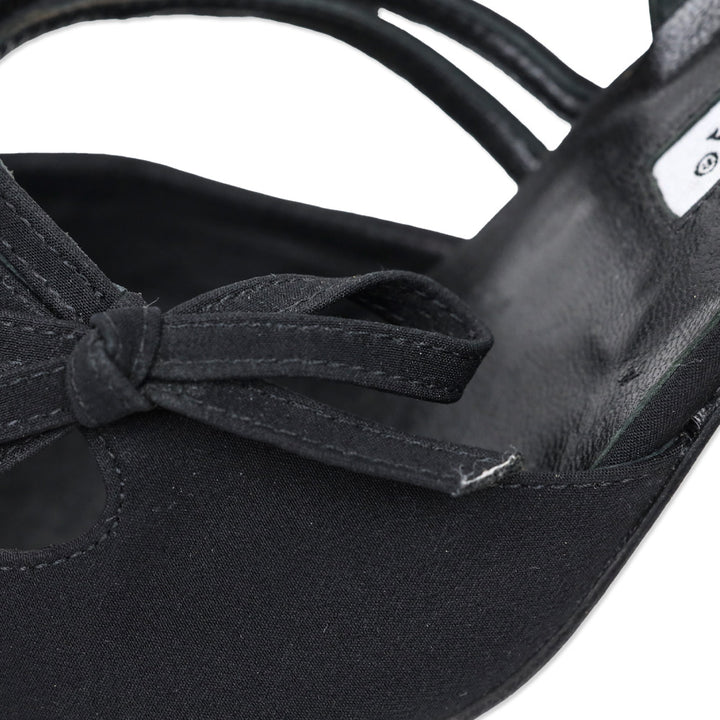 Manolo Blahnik Crepe Black Bow Slingback Pumps