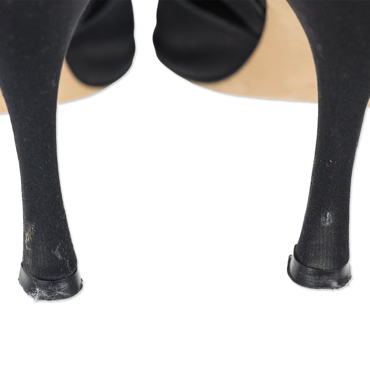 Manolo Blahnik Crepe Black Bow Slingback Pumps