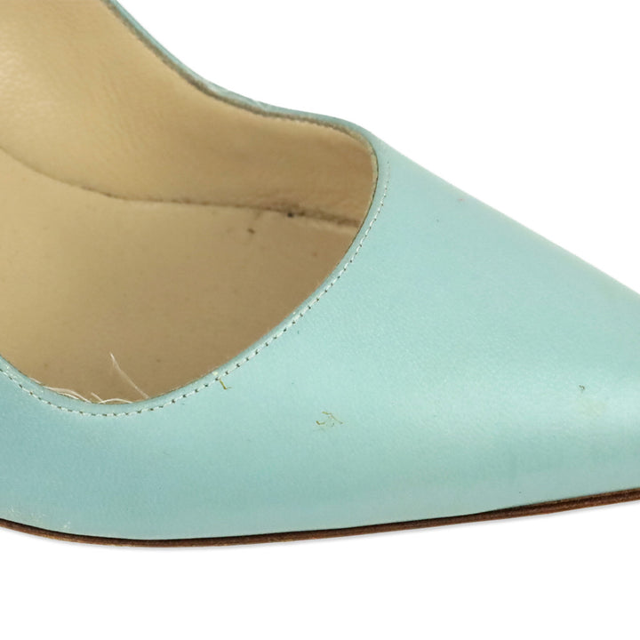 Manolo Blahnik Dusty Blue Leather 105 Pumps