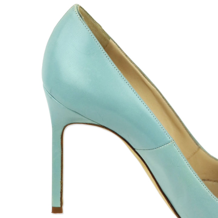 Manolo Blahnik Dusty Blue Leather 105 Pumps
