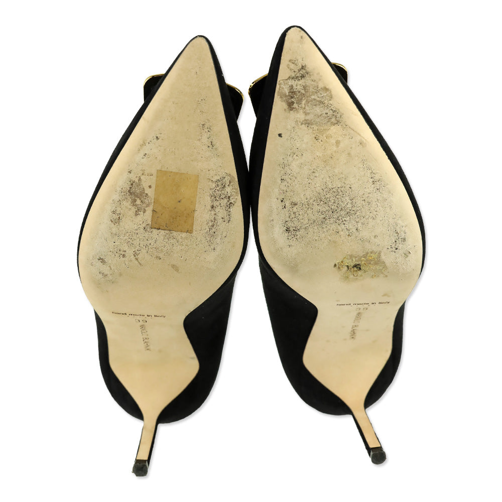 Manolo Blahnik Gonone 90 Black Suede Pump