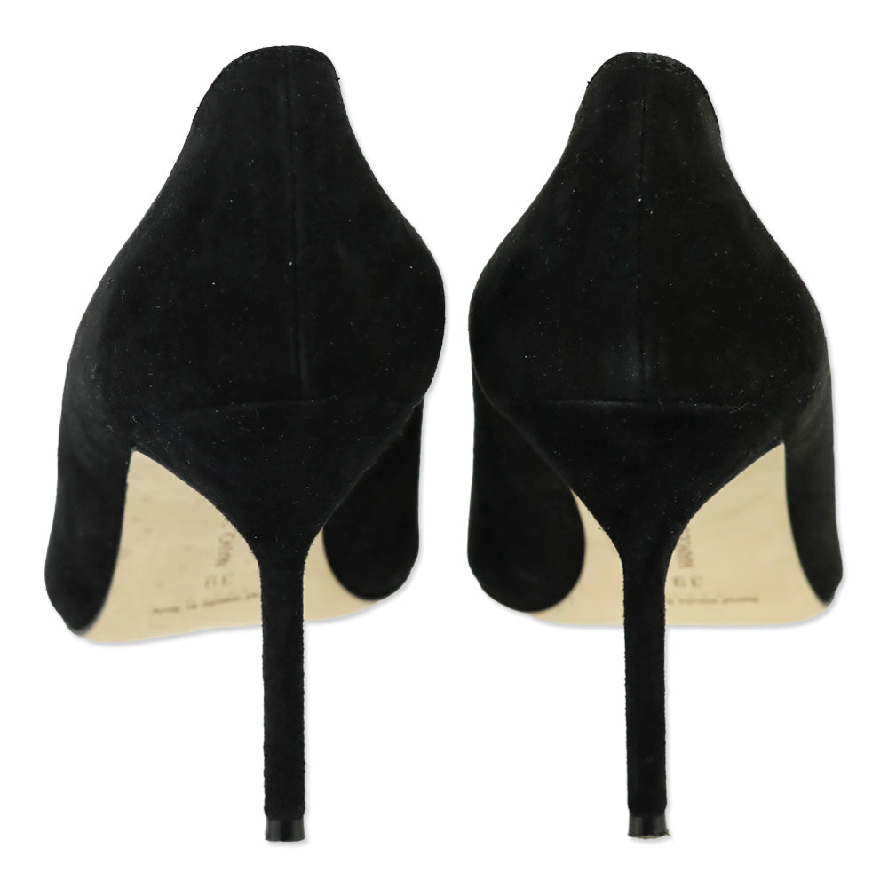 Manolo Blahnik Gonone 90 Black Suede Pump