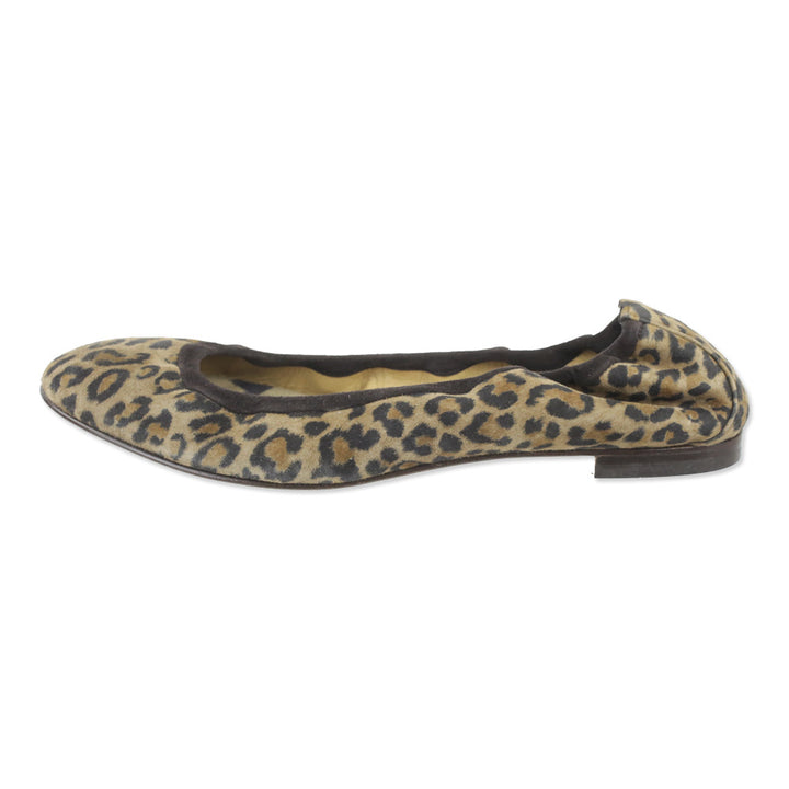 Manolo Blahnik Leopard Print Suede Togram Elastic Ballet Flats