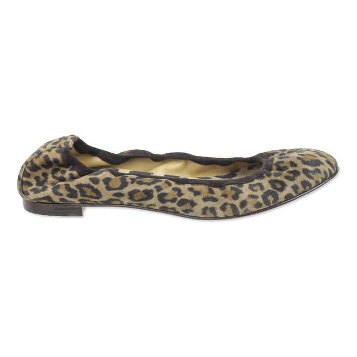 Manolo Blahnik Leopard Print Suede Togram Elastic Ballet Flats
