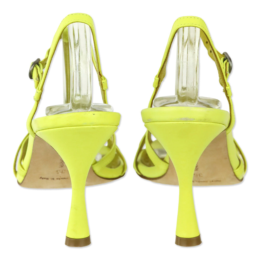 Manolo Blahnik Marana Yellow Leather Slingback Sandals